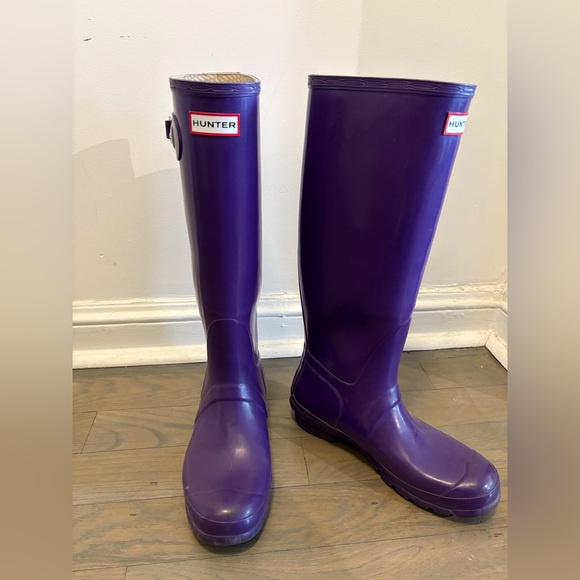 Hunter Tall Rain Boots Purple Gloss – Size 9 EUC - Picture 2 of 10